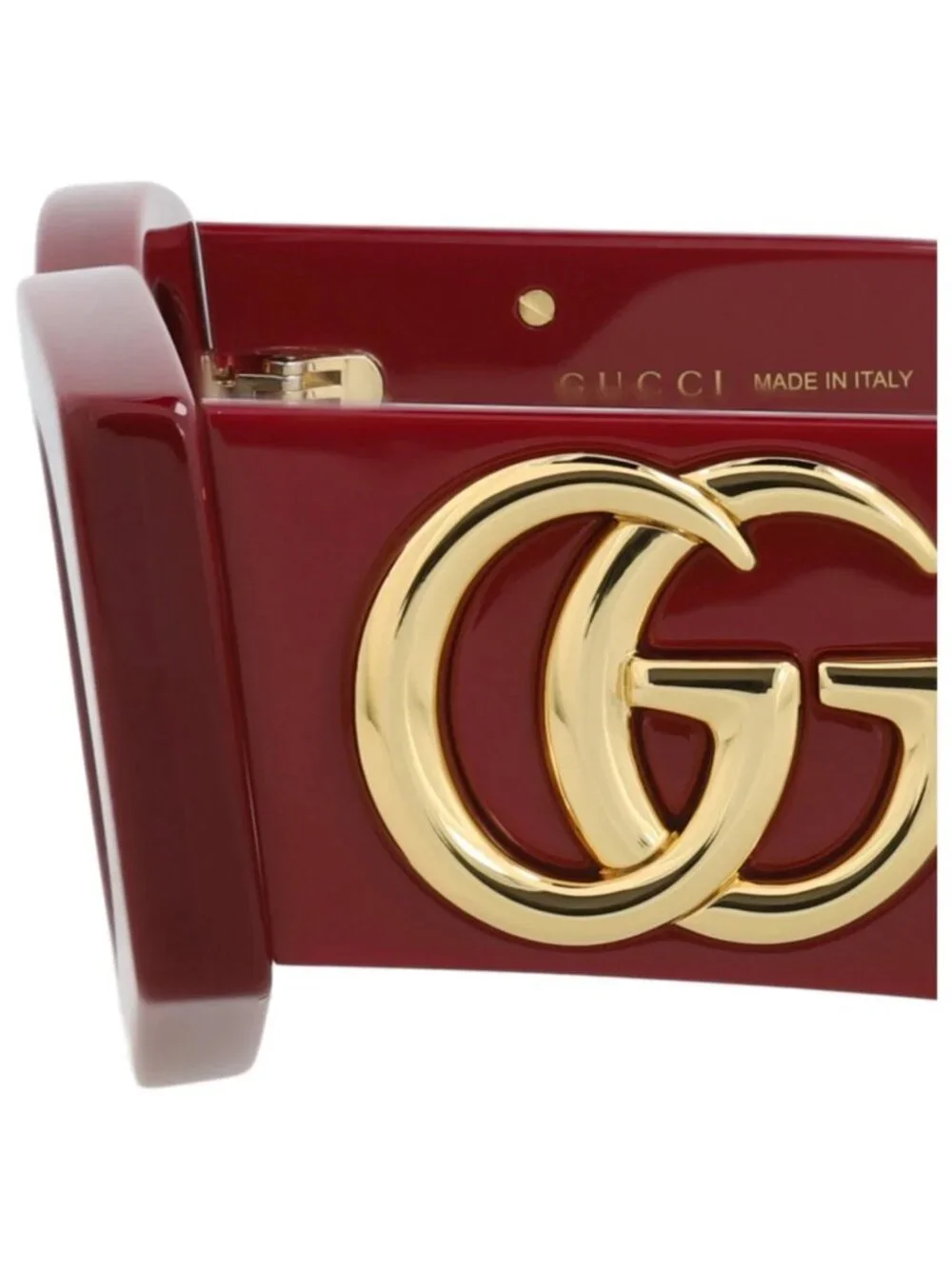 New Gucci Women's Sunglasses Square Rectangle Recycled Acetate Frame Burgundy
